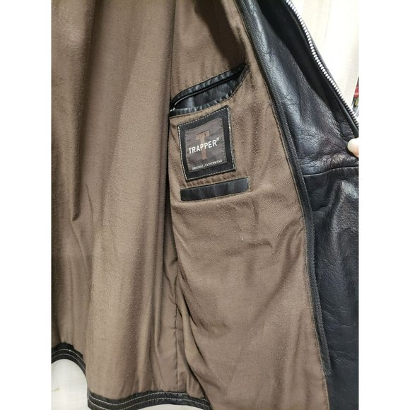 Brown Leather Jacket, Trapper, NEEDS ZIPPER, Men's size 54, Lined - Picture 4 of 12
